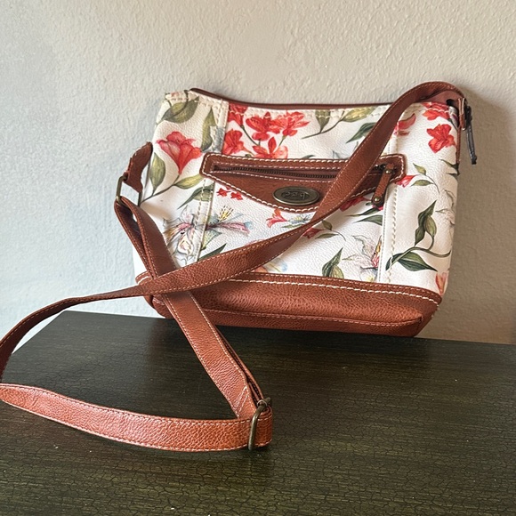 boc Floral Red and Brown Crossbody Bag - Picture 5 of 9